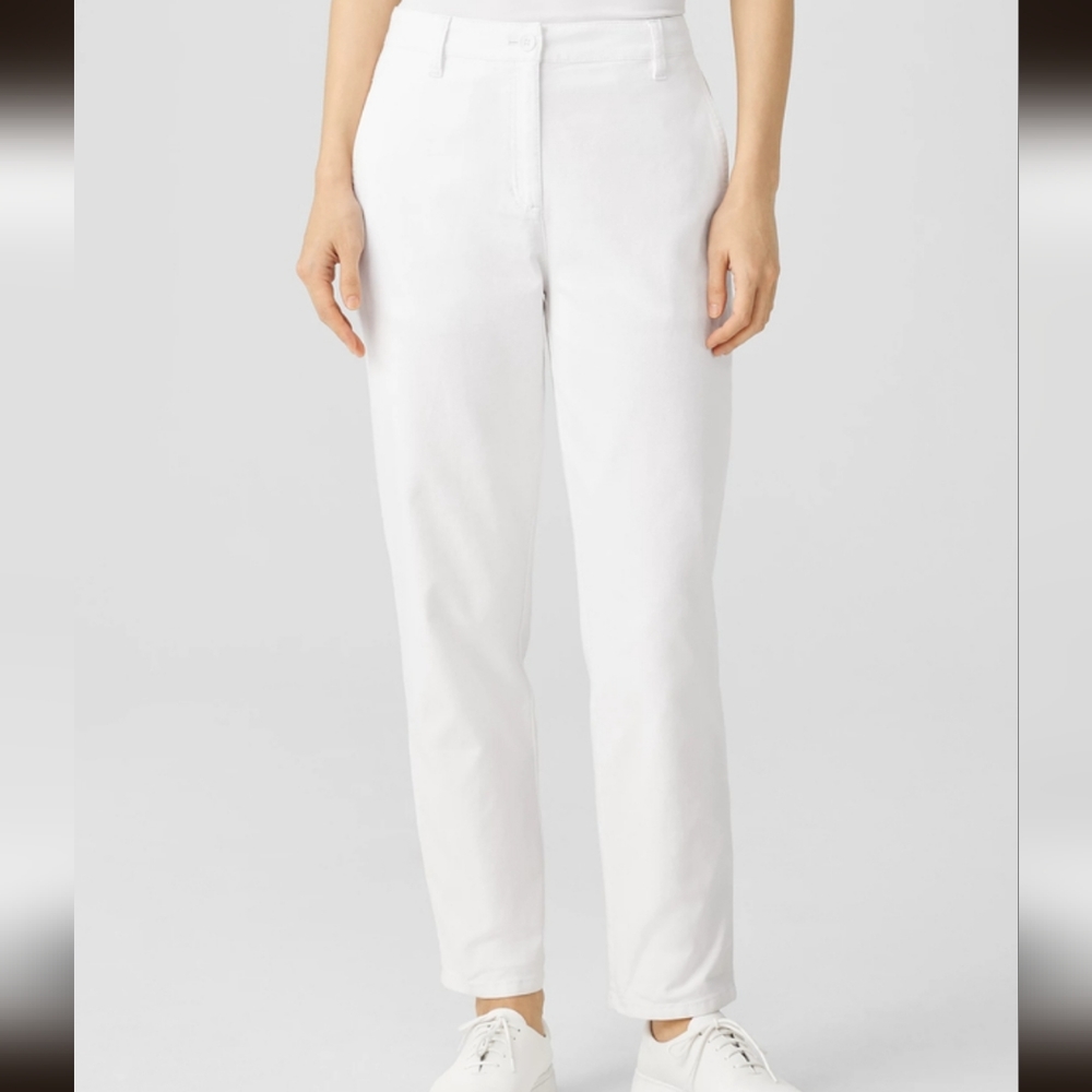 New Eileen Fisher Cotton Hemp Stretch Tapered Pant